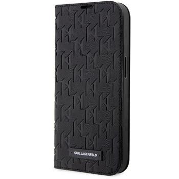 Karl Lagerfeld Saffiano Monogram Book Pouzdro pro iPhone 14 Pro Black (KLBKP14LSAKLHPK)