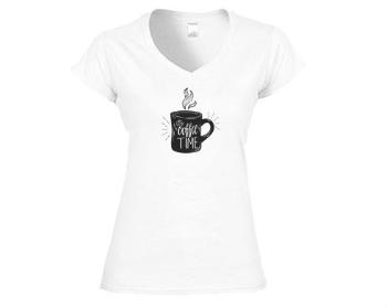 Dámské tričko V-výstřih Coffee time