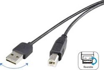 USB kabel Renkforce 1x USB 2.0 zástrčka ⇔ 1x USB 2.0 zástrčka B 1.80 m, černá