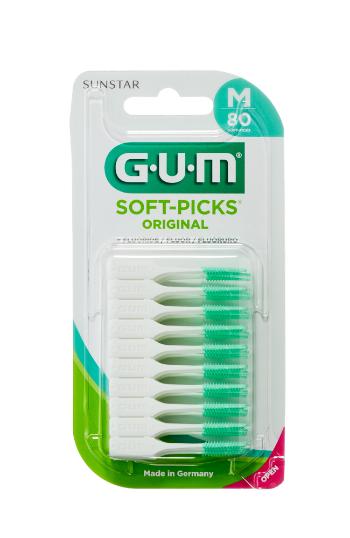 GUM Soft-Picks Regular masážní mezizubní kartáčky s fluoridy, ISO 1, 80 ks