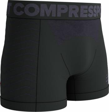 Compressport Seamless Boxer M Black/Grey XL Běžecká spodní prádlo