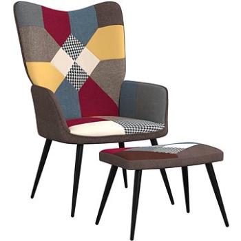 Relaxační křeslo se stoličkou patchwork textil , 328186 (328186)