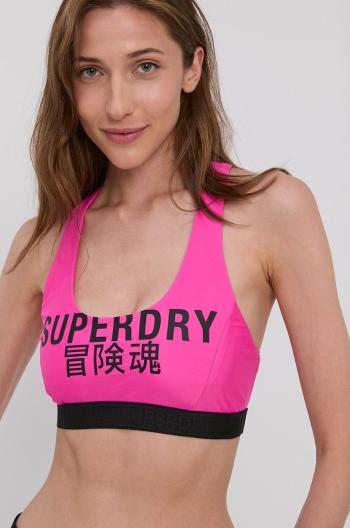 Plavková podprsenka Superdry růžová barva, s měkkými košíčky