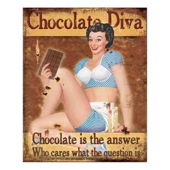 Hnědá nástěnná cedule Chocolate Diva - 20*1*25 cm 6Y5100