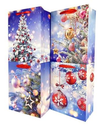 TORO Papírová dárková taška 32x26x12cm MIX vánoční sníh