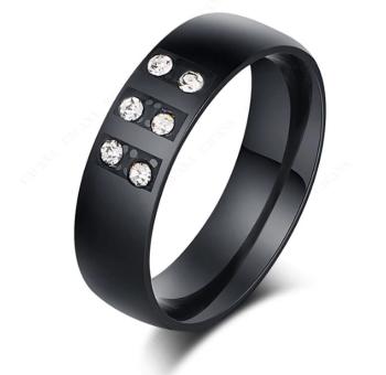 Ziskoun Černý prsten zdobený zirkony z chirurgické oceli SR000082 Velikost: 7
