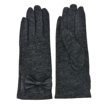 Tmavě šedé zimní rukavice s mašličkou - 8*24 cm MLGL0011DG