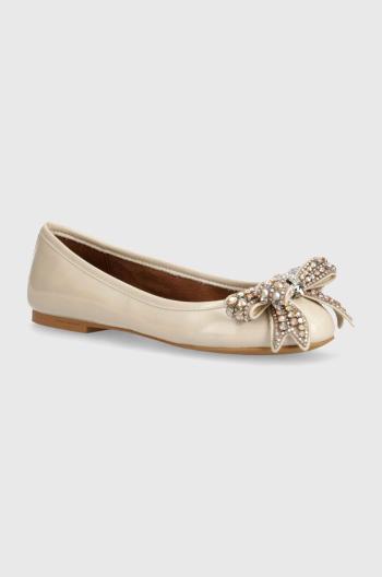 Kožené baleríny Kurt Geiger London Bow Ballerina béžová barva, 621344109