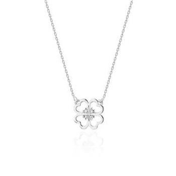 NUBIS® Diamantový náhrdelník čtyřlístek, bílé zlato a brilianty - C-008-WG