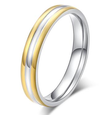Ziskoun Dámský prsten Triple Line stříbrnozlatý z oceli SR000098 Velikost: 8