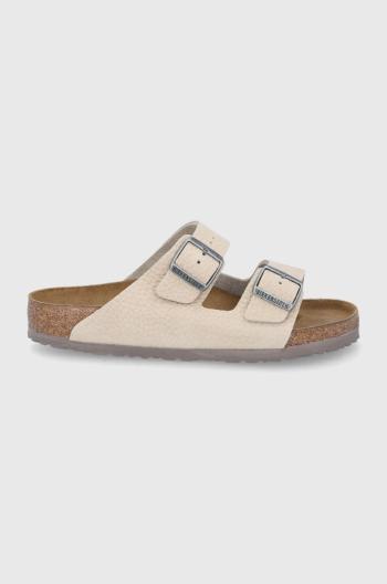 Kožené pantofle Birkenstock Arizona pánské, béžová barva