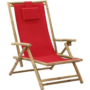 Polohovací relaxační křeslo červené bambus a textil (313026)