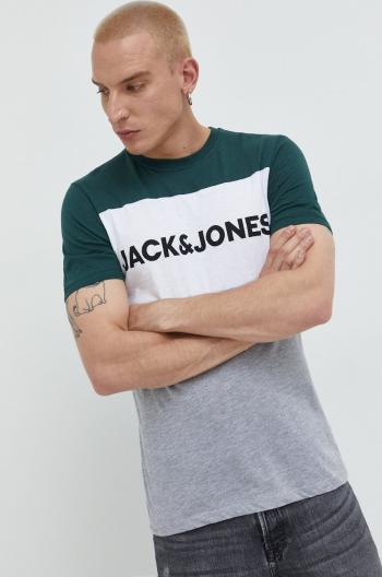 Bavlněné tričko Jack & Jones zelená barva, s potiskem