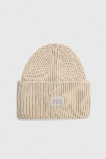 Čepice Helly Hansen HH RIB BEANIE béžová barva, z husté pleteniny, 54020