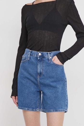 Džínové šortky Calvin Klein Jeans dámské, hladké, high waist, J20J222801