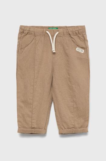 Dětské kalhoty United Colors of Benetton hnědá barva, hladké