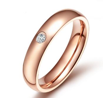 Ziskoun Dámský prsten z chirurgické oceli se zirkonem v imitaci diamantu- bronzový SR000024 Velikost: 7
