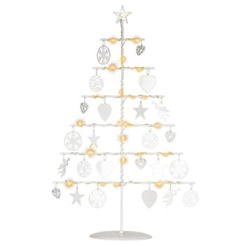Nexos  64264 Vánoční kovový dekorační strom - bílý, 25 LED, teple bílá