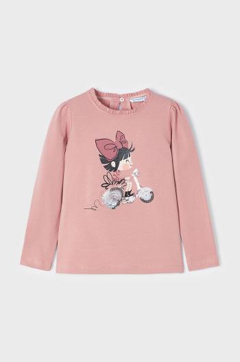 Dětské tričko s dlouhým rukávem Mayoral růžová barva