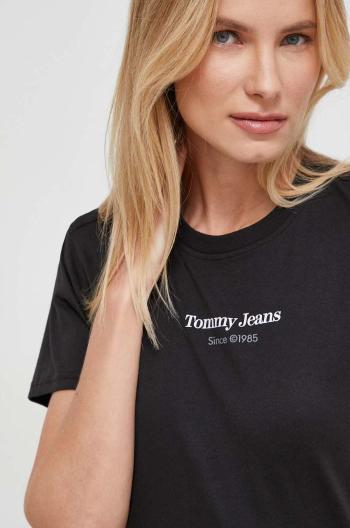 Bavlněné tričko Tommy Jeans černá barva, DW0DW17359