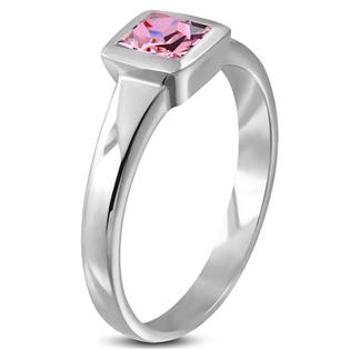 Šperky4U Ocelový prsten se čtvercovým zirkonem - velikost 50 - OPR1125-50