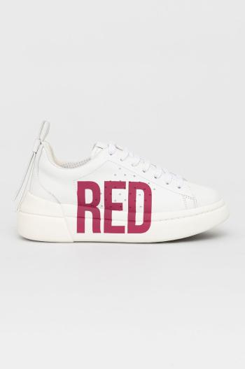 Kožené boty Red Valentino bílá barva, na platformě