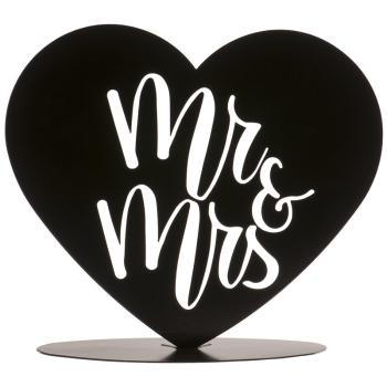 Dekora Svatební ozdoba na dort - Mr & Mrs černá 14,5 cm