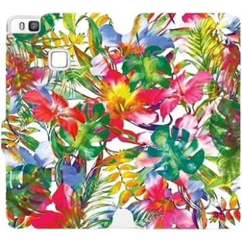 Flipové pouzdro na mobil Huawei P9 Lite - MG07S Pestrobarevné květy a listy (5903226339334)