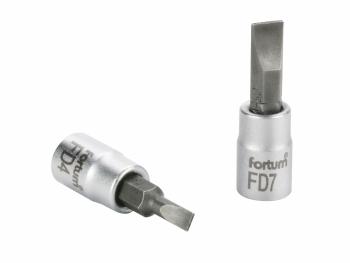 Hlavice zástrčná šroubovák plochý, 1/4", 7mm, L 37mm, CrV/S2 FORTUM