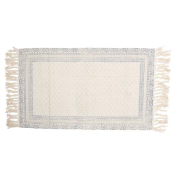 Krémový bavlněný koberec s šedými ornamenty - 70*120 cm KT080.049