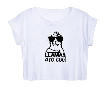 Dámské tričko Organic Crop Top Llamas are cool