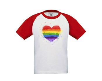 Dětské tričko baseball Rainbow heart