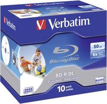 Blu-ray BD-R DL 50 GB Verbatim Jewelcase, 43736, s potiskem, 10 ks