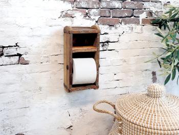 Dřevěný antik nástěnný držák na toaletní papír Brick - 15*10*30 cm 41048200 (41482-00)