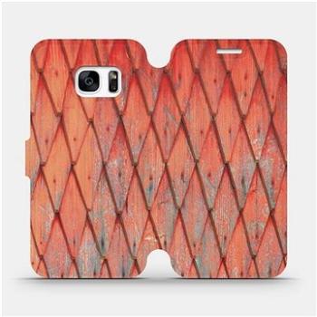 Flipové pouzdro na mobil Samsung Galaxy S7 - MK01S Oranžový vzor dřeva (5903226776351)