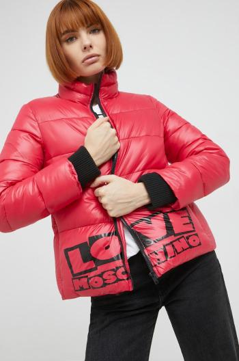 Bunda Love Moschino dámská, červená barva, zimní