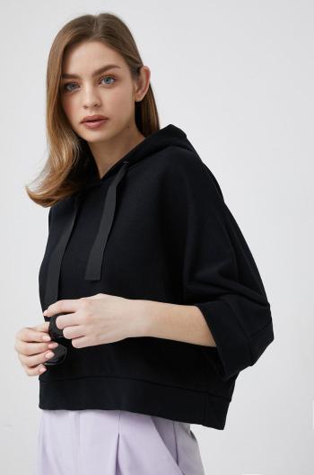 Mikina Sisley dámská, černá barva, s kapucí, hladká