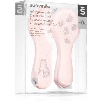 Suavinex Tigers Brush-comb Set sada pro děti od narození Pink 2 ks