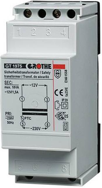 Zvonkový transformátor na lištu Grothe GT 1975, 8 V, 230-240 V/AC, 14101