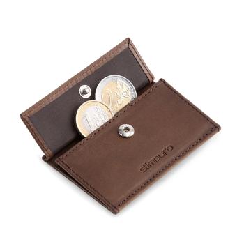 Slimpuro Coin Pocket s ochrannou kartou RFID pro tenké peněženky ZNAP Slim Wallets 8 a 12, spínací knoflík 