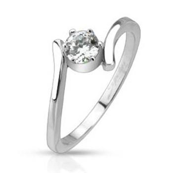 Šperky4U Ocelový prsten se zirkonem - velikost 54 - OPR1667-54