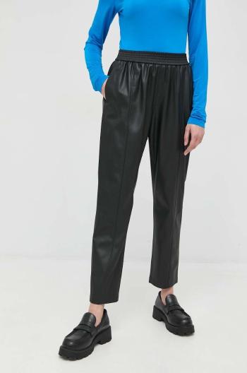 Kalhoty BOSS dámské, černá barva, jednoduché, high waist