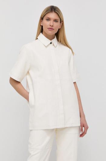 Kožená košile Birgitte Herskind dámská, bílá barva, relaxed, s klasickým límcem