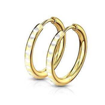 Šperky4U Zlacené ocelové náušnice kruhy - OPN1639G-12