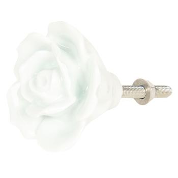 Světle mintová porcelánová úchytka růže -  Ø 4 cm 64280
