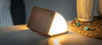 Rozkládací světlo "Smart Book" mini, hnědá látka - Gingko