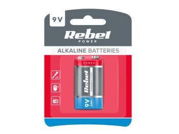 Baterie 6LR61 (9V) alkalická REBEL 1ks / blistr BAT0062B