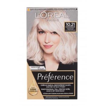 L'Oréal Paris Préférence 60 ml barva na vlasy pro ženy poškozená krabička 10,21 Stockholm na barvené vlasy; na blond vlasy; na všechny typy vlasů