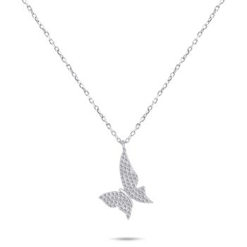 Brilio Silver Půvabný stříbrný náhrdelník s třpytivým motýlkem NCL48W