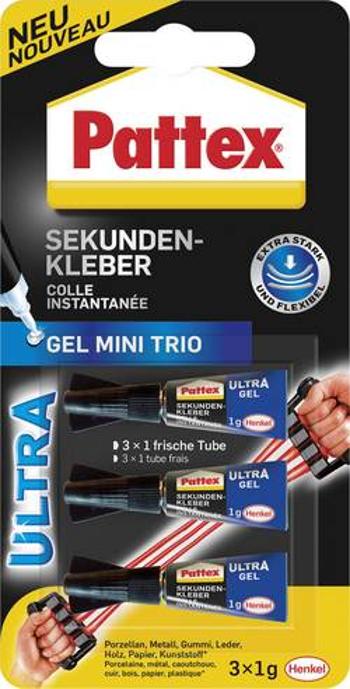 Vteřinové lepidlo Pattex Mini Trio Ultra Gel;PSMG3, 3 g